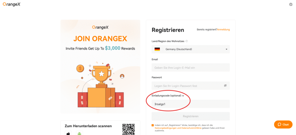 OrangeX Einladungscode