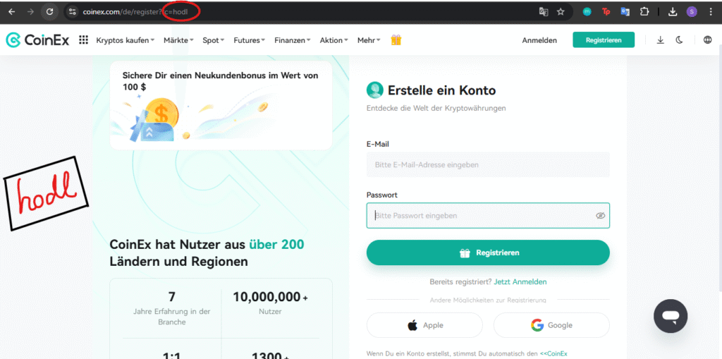 CoinEx empfehlungscode