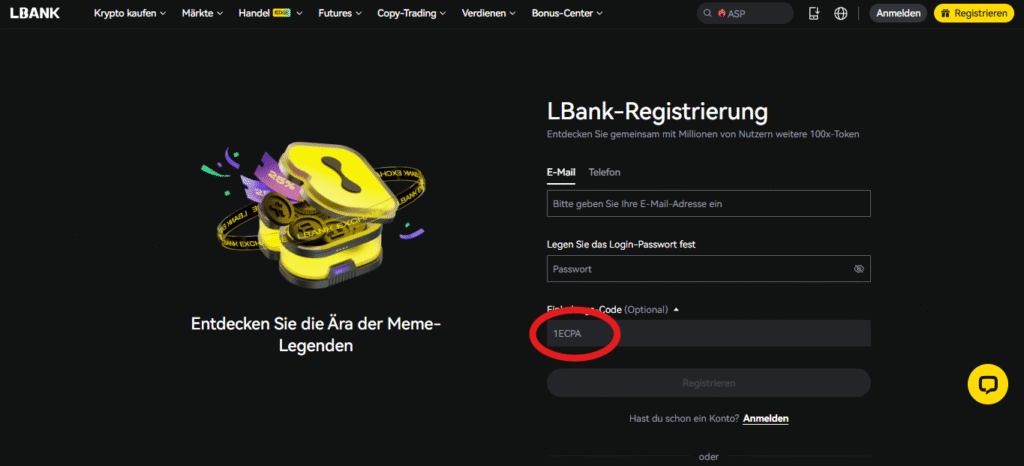 Lbank Empfehlungscode