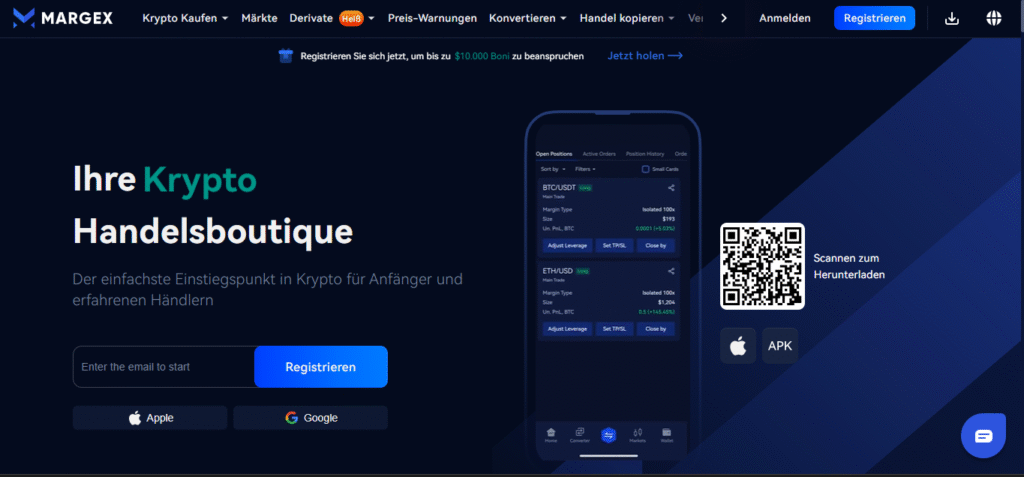 Margex Empfehlungscode [30448358] – 10.000 Euros Bonus & 40% Rabatt auf Handelsgebühren sichern