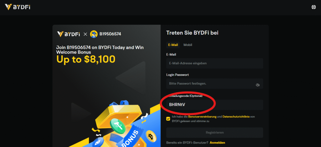 BYDFi Einladungscode: 8000€ Bonus+10% Rabatt auf Gebühren